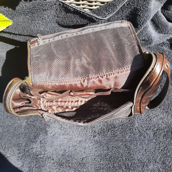 Fossil Men's Leather Hanging Toiletry Wash Bag Brown Travel Nashville Predators - Picture 4 of 13